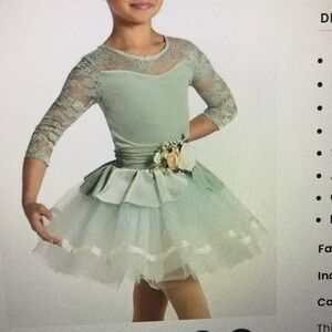 Weissman Elegant Green Floral Girls Dance Costume 15346